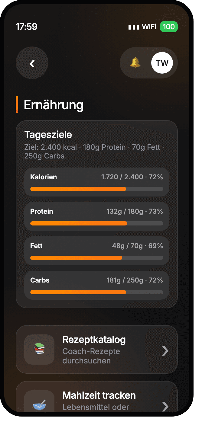Makro-Tagesziele in der FITCOSI App