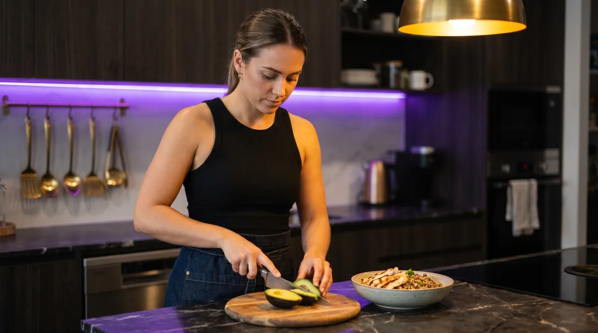 Coach Lisa kocht in der Küche