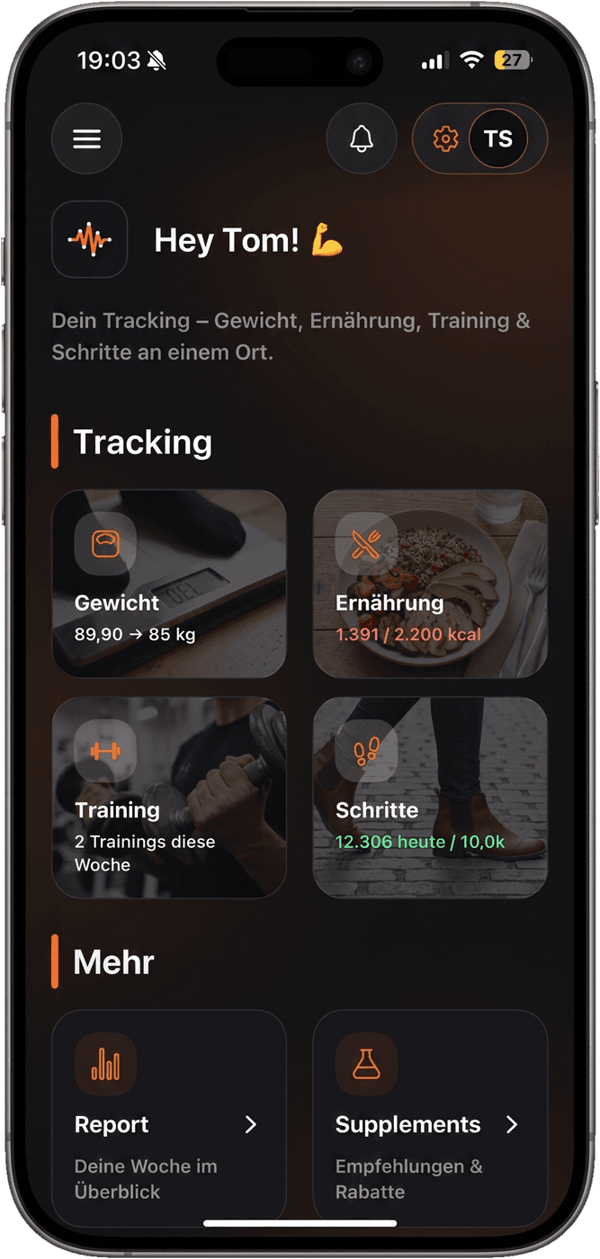 FITCOSI App Dashboard auf dem iPhone
