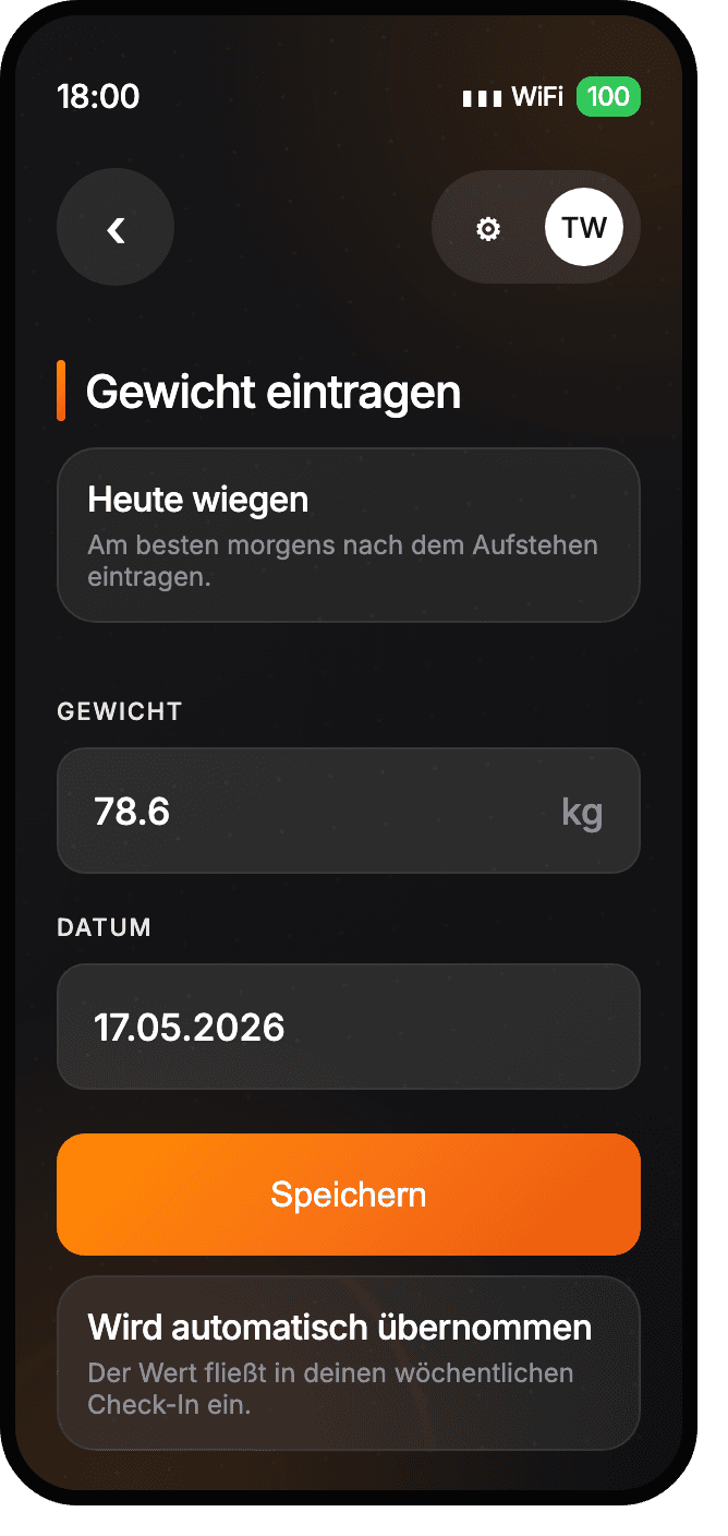 Gewicht & Schritte